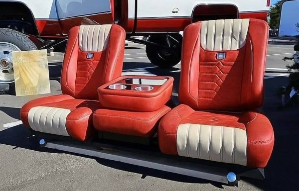 Custom Red & Cream Seats for 1988–1998 Chevy C10 OBS