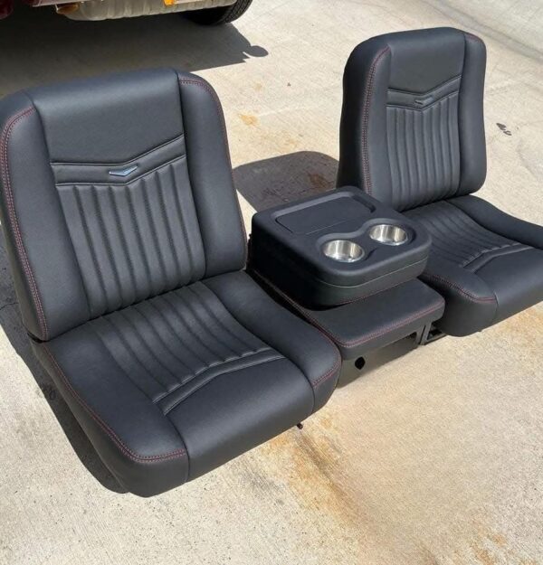 C10 custom Black Seats with Red Stitching fits 1960-66 1967-72 and 1973-87