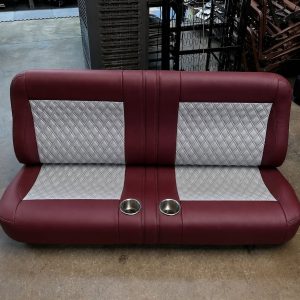 Bench Seat for c10 in two tone Royal Burgundy and Silver diamond stitching