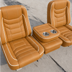 Bucket seat for C10 made in Camel leather with white accents