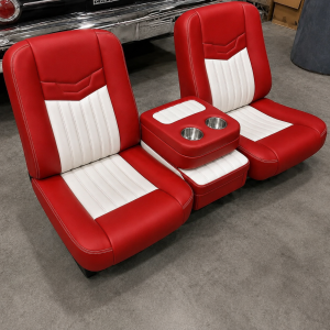 C10 Bucket Seats in Red and white vinyl
