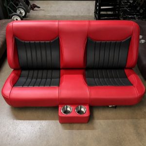 Classic Bench seat made in Red vinyl with black inserts