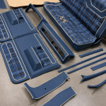 Complete C10 interior in blue plaid with white piping