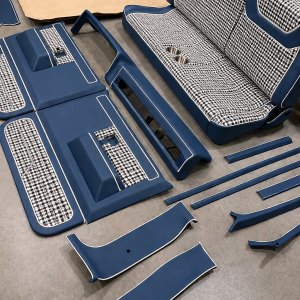 Complete C10 interior in White houndstooth with blue vinyl