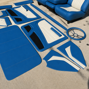 Complete interior in Blue vinyl with white accents