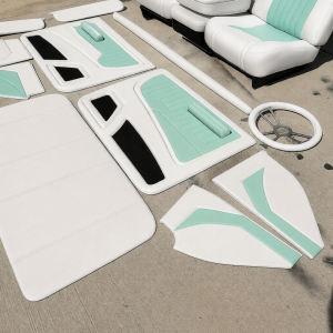 Complete Interior in White vinyl with mint green inserts