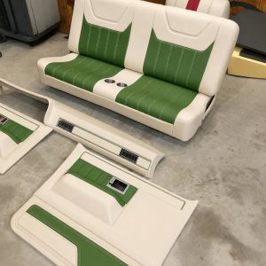 Two-tone in Lime Green/Cream White interior for a 1978 Ford F-150