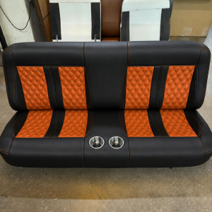 Bench Seat in Black vinyl with orange diamond inserts